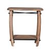 Ken 25 Inch Retro Rectangular Live Edge Acacia Wood Side End Accent Table with Bottom Shelf; Natural Brown; DunaWest - Default