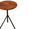 19 Inch Handcrafted Round Acacia Wood End Side Table; Sleek Tripod Metal Base; Walnut Brown; Black; DunaWest - Default