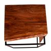 21 Inch Solid Acacia Wood Accent End Side Table; Live Edge; Metal Frame; Brown; Black; DunaWest - Default