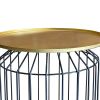 19 Inch Round Side End Accent Table; Iron; Slatted Cage Design; Powder Coated; Black; Gold; DunaWest - Default