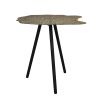 16 Inch Iron Accent End Table; Abstract Tabletop; Artisanal Engravings; Antique Brass; Black; DunaWest - Default