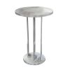 Cyrus 18 Inch Round Accent Side Table; Textured Top; Cast Aluminum; Arched Cut Out; Glossy Silver; DunaWest - Default