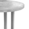 Cyrus 18 Inch Round Accent Side Table; Textured Top; Cast Aluminum; Arched Cut Out; Glossy Silver; DunaWest - Default