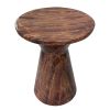 21 Inch Round Side Accent Table; Aluminum Sheet; Enamel Coating; Dark Brown; DunaWest - Default