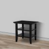 Wooden Square End Table with 2 Bottom Shelves; Black; DunaWest - Default