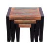 Rectangular Reclaimed Wood Nesting Side Table with Metal Base; Set of 3; Brown; Black; DunaWest - Default