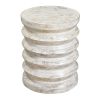 Round End Table with Spring Design Wooden Frame and Round Top; Washed White; DunaWest - Default