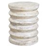 Round End Table with Spring Design Wooden Frame and Round Top; Washed White; DunaWest - Default