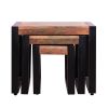 Rectangular Reclaimed Wood Nesting Side Table with Metal Base; Set of 3; Brown; Black; DunaWest - Default