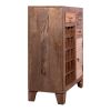 35 Inch 3 Drawer Wooden 15 Bottle Wine Accent Cabinet with 1 Door Storage; Brown; DunaWest - Default