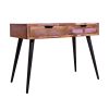 43 Inch 2 Drawer Reclaimed Wood Console Table; Angled Legs; Multi Tone Pastel Accent; Brown; Black; DunaWest - Default