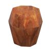 Bon 22 Inch Artisanal End Side Table; Multifaceted Solid Acacia Wood; Octagon Top; Warm Brown; DunaWest - Default