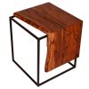 21 Inch Solid Acacia Wood Accent End Side Table; Live Edge; Metal Frame; Brown; Black; DunaWest - Default