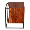 21 Inch Solid Acacia Wood Accent End Side Table; Live Edge; Metal Frame; Brown; Black; DunaWest - Default