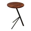 19 Inch Handcrafted Round Acacia Wood End Side Table; Sleek Tripod Metal Base; Walnut Brown; Black; DunaWest - Default