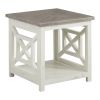 Solid Wood Farmhouse End Table with X Shape Side Panels; White and Brown; DunaWest - Default