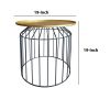 19 Inch Round Side End Accent Table; Iron; Slatted Cage Design; Powder Coated; Black; Gold; DunaWest - Default