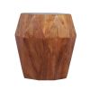 Bon 22 Inch Artisanal End Side Table; Multifaceted Solid Acacia Wood; Octagon Top; Warm Brown; DunaWest - Default