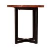 Peter 18 Inch Round End Side Table; Solid Acacia Wood Tabletop; Steel Frame; Brown; Black; DunaWest - Default