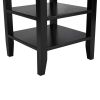 Wooden Square End Table with 2 Bottom Shelves; Black; DunaWest - Default