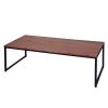 48; 27 Inch 2 Piece Rectangular Wood Nesting Coffee and End Table Set; Sled Metal Base; Brown; Black; DunaWest - Default