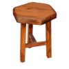 18 Inch Hexagon Acacia Wood Side Table with Live Edge Top; Warm Brown; DunaWest - Default