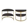 38 inch Rectangle Metal Nesting Coffee Table - 3 pcs set; Black and Gold; DunaWest - Default