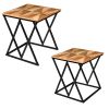 Madeline 25; 23 Inch Square 2 Piece Nesting End Table Set; Wood Top; Iron Frame; Brown and Black; DunaWest - Default