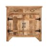 39 Inch Artisanal Farmhouse Style 2 Drawer Mango Wood Cabinet Console with 2 Door Storage; Brown; DunaWest - Default