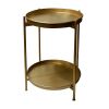 20 Inch High Round Side End Table with 2 Tier Iron Frame; Matte Gold; DunaWest - Default