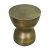 17 Inch Round End Accent Table; Cast Aluminum; Hourglass Shape; Antique Brass; Black; DunaWest - Default