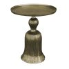 23 Inch Classic Vintage Accent Side Table Round Tray Top Aluminum Pedestal Base Ridges Antique Brass; DunaWest - Default