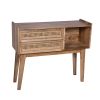 Ryan 35 Inch Cottage Style; 2 Drawer Mango Wood Rectangular Console Table; Cane Rattan Panels; Natural Brown; DunaWest - Default