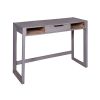 44 Inch Minimalist Single Drawer; Mago Wood; Entryway Console Table Desk; Textured Groove Lines; Gray; DunaWest - Default