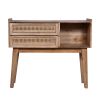 Ryan 35 Inch Cottage Style; 2 Drawer Mango Wood Rectangular Console Table; Cane Rattan Panels; Natural Brown; DunaWest - Default