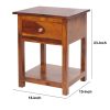 22 Inch Acacia Wood Rectangular End Side Table; 1 Drawer; Open Shelf; Walnut Brown; DunaWest - Default