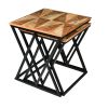 Madeline 25; 23 Inch Square 2 Piece Nesting End Table Set; Wood Top; Iron Frame; Brown and Black; DunaWest - Default