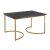 38 inch Rectangle Metal Nesting Coffee Table - 3 pcs set; Black and Gold; DunaWest - Default