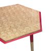 Paige 18 Inch Hexagon Illusion Wood Side Table; Brown; Red; DunaWest - Default