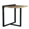 Industrial End Table with Wooden Rectangular Top and Metal Frame; Brown and Black; DunaWest - Default