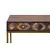 51 Inch 3 Drawer Mango Wood Console Table; Diamond Textured Panels; Metal Frame; Brown; DunaWest - Default