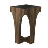 23 Inch Rectangular Glass Top Side Table; Chiseled Arch Panel Legs; Walnut; Smokey Black; DunaWest - Default