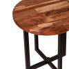 Peter 18 Inch Round End Side Table; Solid Acacia Wood Tabletop; Steel Frame; Brown; Black; DunaWest - Default