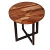 Peter 18 Inch Round End Side Table; Solid Acacia Wood Tabletop; Steel Frame; Brown; Black; DunaWest - Default