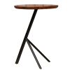 19 Inch Handcrafted Round Acacia Wood End Side Table; Sleek Tripod Metal Base; Walnut Brown; Black; DunaWest - Default