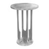 Cyrus 18 Inch Round Accent Side Table; Textured Top; Cast Aluminum; Arched Cut Out; Glossy Silver; DunaWest - Default