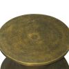 18 Inch Round Accent Side End Table; Turned Pedestal Base; Aluminum; Antique Gold Brass; DunaWest - Default