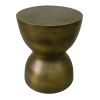 17 Inch Round End Accent Table; Cast Aluminum; Hourglass Shape; Antique Brass; Black; DunaWest - Default