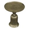 23 Inch Classic Vintage Accent Side Table Round Tray Top Aluminum Pedestal Base Ridges Antique Brass; DunaWest - Default