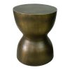 17 Inch Round End Accent Table; Cast Aluminum; Hourglass Shape; Antique Brass; Black; DunaWest - Default